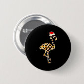 Badge Rond 5 Cm Flamingo Santa Hat Family Matching Christmas Leopa (Devant & derrière)
