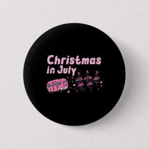 Badge Rond 5 Cm Flamingos de juillet Noël Camionnette remorque Xma
