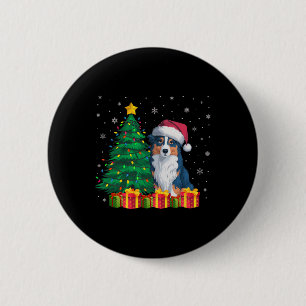 Badge Rond 5 Cm Flamme de Noël du berger australien laid du Père N
