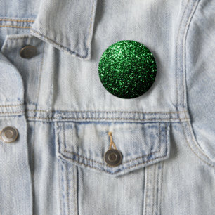 Badge Rond 5 Cm Flamme de parties scintillant vert foncé