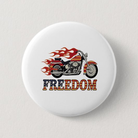 Badge Rond 5 Cm Flammes de moto Liberté (Devant)