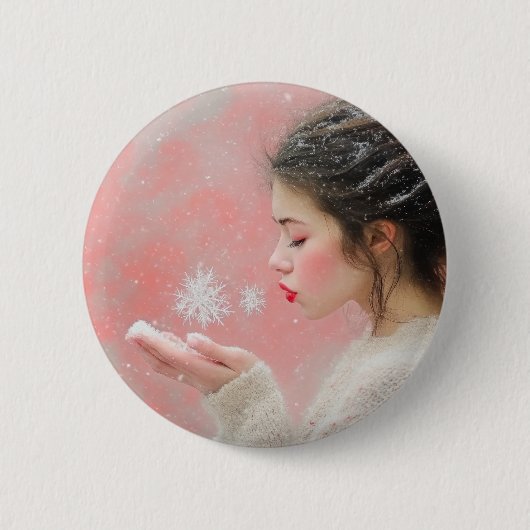 Badge Rond 5 Cm Flammes de neige (Devant)