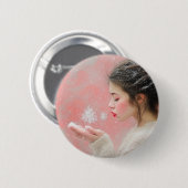 Badge Rond 5 Cm Flammes de neige (Devant & derrière)