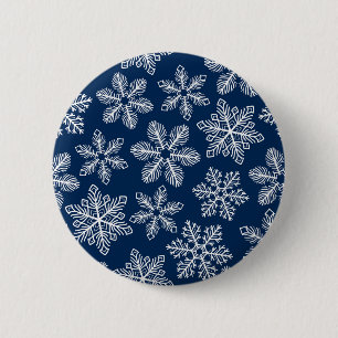 Badge Rond 5 Cm Flammes de neige sur bleu foncé