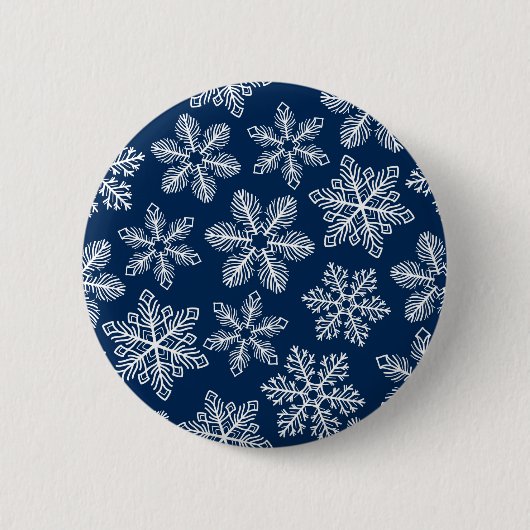 Badge Rond 5 Cm Flammes de neige sur bleu foncé (Devant)
