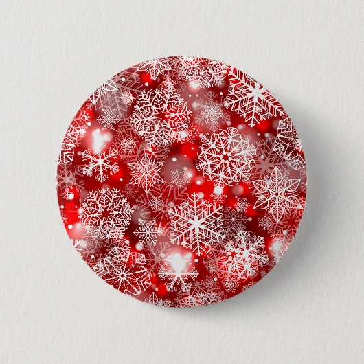 Badge Rond 5 Cm Flammes de neige sur rouge (Devant)