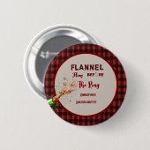 Badge Rond 5 Cm Flannel Fling avant anneau rouge plaid bachelorett (Devant & derrière)