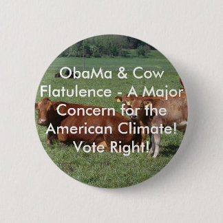 Badge Rond 5 Cm flatulence de cows-19rq, d'ObaMa et de vache - une