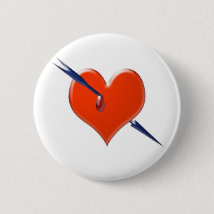 Badge Rond 5 Cm Flèche dans le coeur