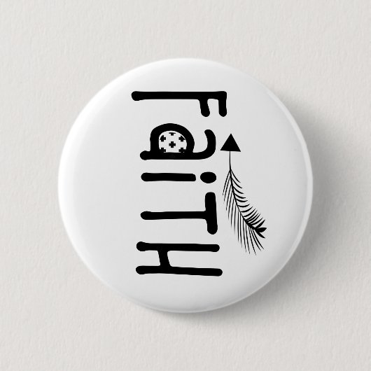 Badge Rond 5 Cm Flèche Tribale Croyance Monochrome (Devant)