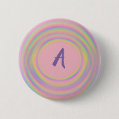 Badge Rond 5 Cm Flèches arc-en-ciel avec Monogramme (Devant)