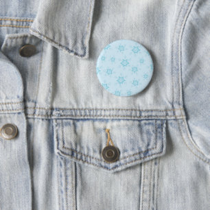 Badge Rond 5 Cm Fléchettes de neige, Bleu glacé, Fléchettes de nei