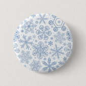 Badge Rond 5 Cm Fléchettes de neige grises sur blanc (Devant)