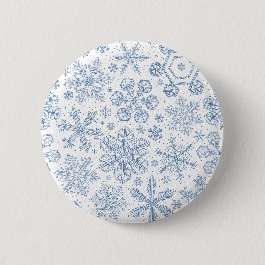Badge Rond 5 Cm Fléchettes de neige grises sur blanc (Devant)