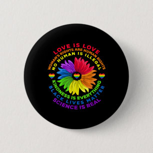 Badge Rond 5 Cm Fleur Arc-en-ciel Droits humains LGBT L'amour est