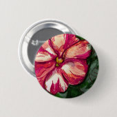 Badge Rond 5 Cm Fleur Balsam rose (Devant & derrière)