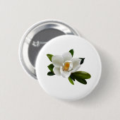 Badge Rond 5 Cm fleur blanche de magnolia (Devant & derrière)