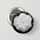 Badge Rond 5 Cm Fleur blanche. (Noir et blanc) (Devant & derrière)