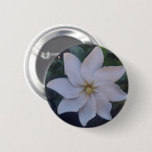 Badge Rond 5 Cm fleur blanche sur bouton (Devant & derrière)