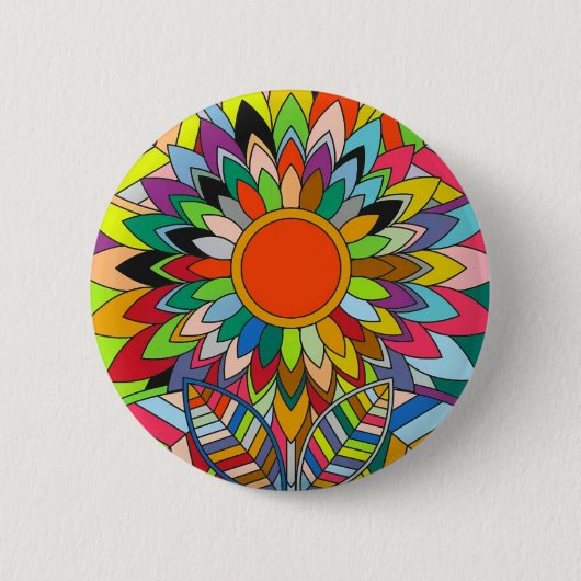 Badge Rond 5 Cm fleur colorée mandala yaei design (Devant)