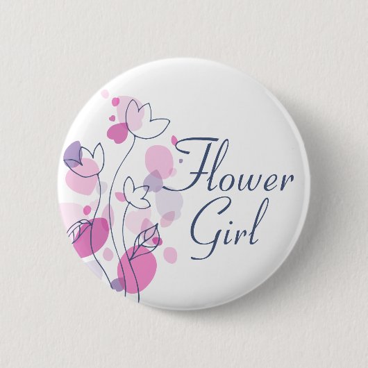 Badge Rond 5 Cm Fleur Confetti bleu fille mariage pin / bouton (Devant)