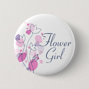 Badge Rond 5 Cm Fleur Confetti bleu fille mariage pin / bouton