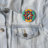 Badge Rond 5 Cm Fleur cosmique (En situation)