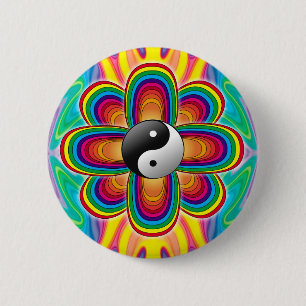 Badge Rond 5 Cm Fleur cosmique