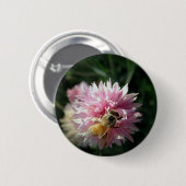 Badge Rond 5 Cm Fleur d'abeille et rose (Devant & derrière)