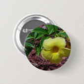 Badge Rond 5 Cm Fleur d'Alamanda jaune (Devant & derrière)
