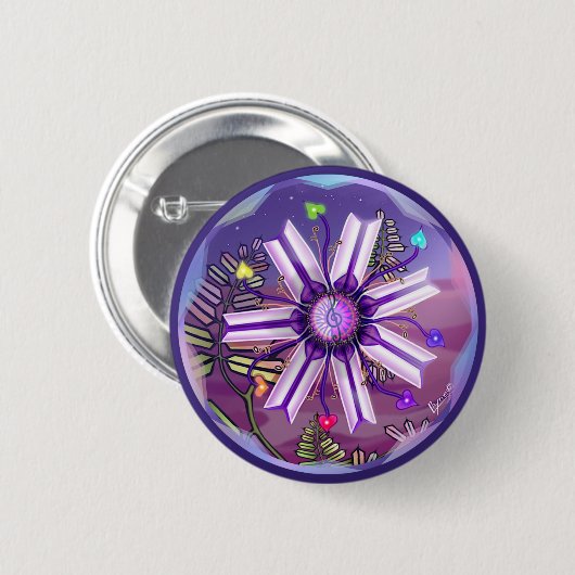 Badge Rond 5 Cm Fleur dans le désert (Devant & derrière)