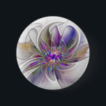 Badge Rond 5 Cm Fleur d'art Abstrait, énergique et coloré<br><div class="desc">Une puissante fleur d'imaginaire multicolore,  un art fractal floral unique. Conception pour votre bouton rond inhabituel et plus encore.</div>