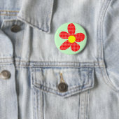 Badge Rond 5 Cm Fleur d'art de bruit - vert clair (En situation)