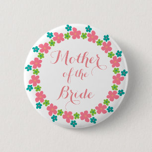 Badge Rond 5 Cm Fleur de calligraphie de la mère de la mariée pour