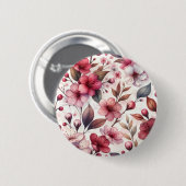 Badge Rond 5 Cm Fleur de Cerisier (Devant & derrière)