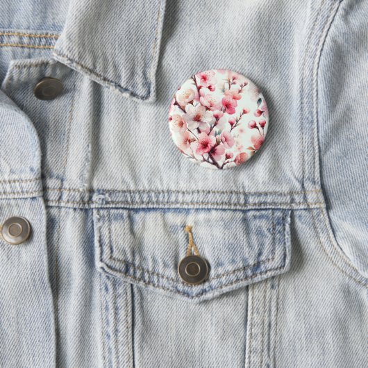 Badge Rond 5 Cm Fleur de Cerisier (En situation)