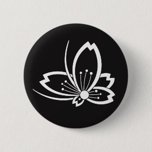 Badge Rond 5 Cm Fleur de cerisier ombragée en forme de papillon