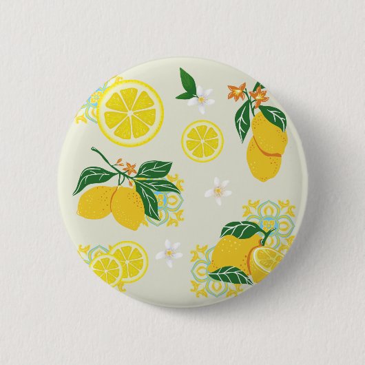 Badge Rond 5 Cm Fleur de Citron (Devant)