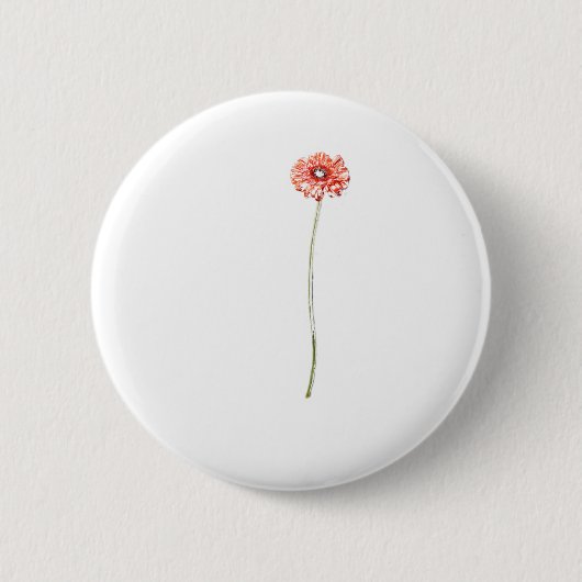 Badge Rond 5 Cm Fleur de Gerbera rouge pâle (Devant)