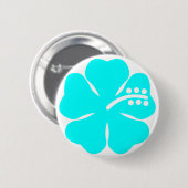 Badge Rond 5 Cm Fleur de ketmie d'Aqua (Devant & derrière)