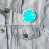 Badge Rond 5 Cm Fleur de ketmie d'Aqua (En situation)