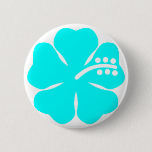 Badge Rond 5 Cm Fleur de ketmie d'Aqua