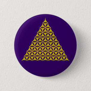 Badge Rond 5 Cm Fleur de la vie / Blume des Lebens - or pyramide