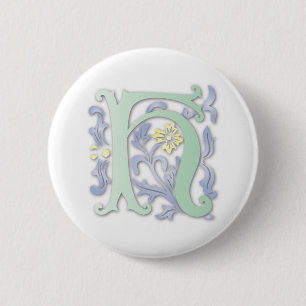 Badge Rond 5 Cm Fleur de lis H Monogramme