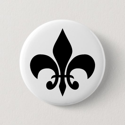 Badge Rond 5 Cm Fleur de Lis noir et blanc (Devant)