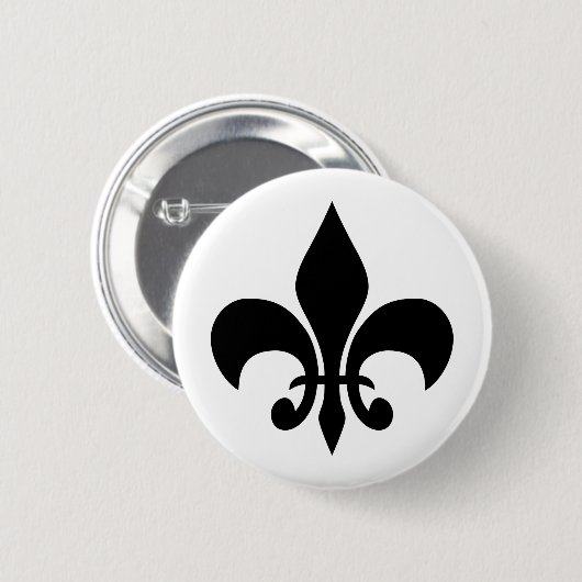 Badge Rond 5 Cm Fleur de Lis noir et blanc (Devant & derrière)