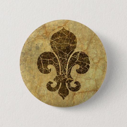 Badge Rond 5 Cm Fleur De Lis Usée (Devant)