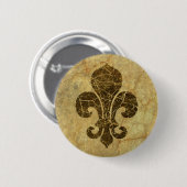 Badge Rond 5 Cm Fleur De Lis Usée (Devant & derrière)