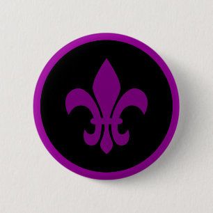 Badge Rond 5 Cm Fleur de Lis violet