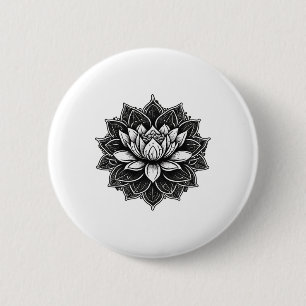 Badge Rond 5 Cm Fleur de lotus de méditation de yoga sur Mandala L